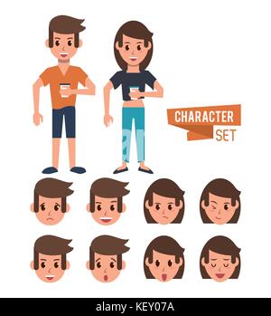 Couple characters cartoon Stock Vector