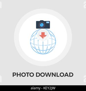 Photo download icon vector. Flat icon isolated on the white background. Editable EPS file. Vector illustration. Stock Vector