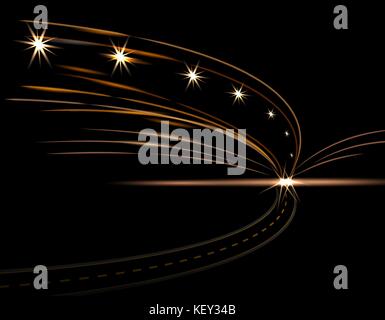 Abstract light effects. Car lights. Road, street, highway, expressway. illustration Stock Vector