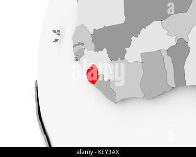 Sierra Leone highlighted on grey 3D model of political globe with ...