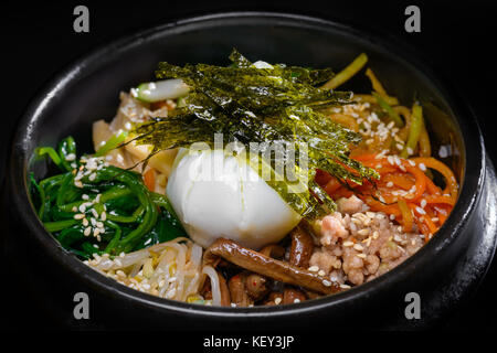 Korean soup with egg and seaweed Stock Photo