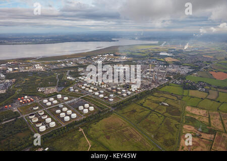 An aerial view of the Stanlow Oil Refinery, Ellesmere Port, Cheshire Stock Photo