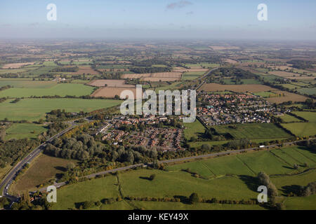An aerial view of Scole, a village on the Norfolk/Suffolk border Stock Photo