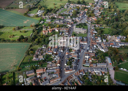 An aerial view of the Suffolk village of Clare Stock Photo