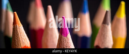 Color Pencils. Colored Pencils Background. Crayons Close Up. Stock Photo