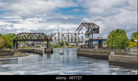 Trestle Bridge Over Salmon Bay on Seattle Stock Photo