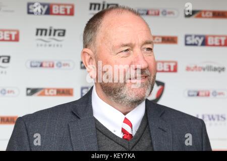 Cheltenham Town FC v Lincoln City  FC at The LCI Rail Stadium, Whaddon Road (Sky Bet League Two - 21 October 2017) - Gary Johnson  Picture by Antony T Stock Photo