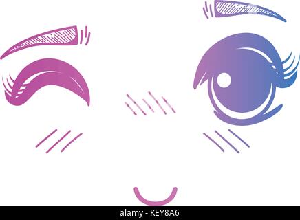 Happy Anime Face Manga Style Closed Eyes Stock Vector  Illustration of  girl facial 178755485