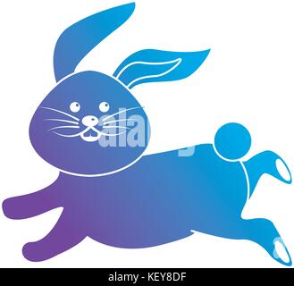 contour cute rabbit animal running Stock Vector