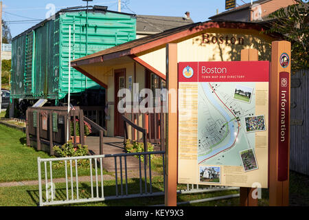 The Great Allegheny Passage trail at Boston, Pennsylvania showing the town welcome center Stock Photo