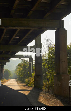 The Great Allegheny Passage trail just south of downtown Pittsburgh, Pennsylvania in early morning Stock Photo