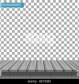 Realistic wooden table on a transparent background. Mock-up for your product display. 3d table top light gray maple color. Vector illustration. Stock Vector