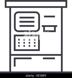 atm machine linear icon, sign, symbol, vector on isolated background Stock Vector
