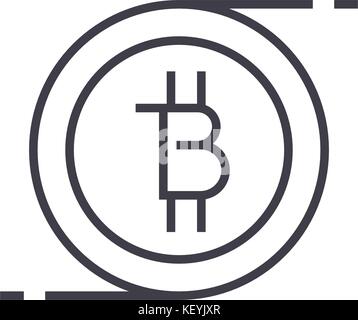 bitcoins technology linear icon, sign, symbol, vector on isolated background Stock Vector