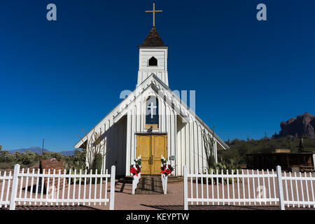 November 27, 2015 Apache Junction, Arizona: The Elvis Memorial Chapel is a movie prop that was built for the 1969 Elvis Presley western Charro! Stock Photo