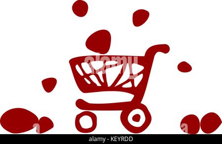 supermarket trolley, icon, vector illustration Stock Vector