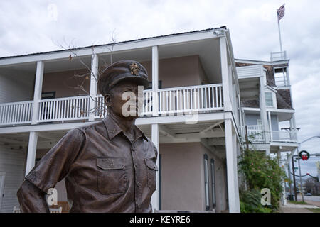 2016 Fredericksburg, January 5, Texas, USA: closeup of the admiral Nimitz statue in the front of the museum named after him Stock Photo