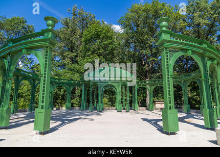 Dance floor and green gazebo in the park. Russia. Moscow Stock Photo