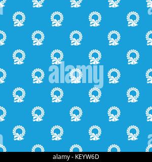 Merry Christmas wreath pattern seamless blue Stock Vector