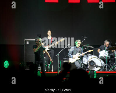 Padova, PD, Italy - October 20, 2017: Live Concert indoor of Luciano Ligabue an Italian pop and rock singer and composer with his band Stock Photo