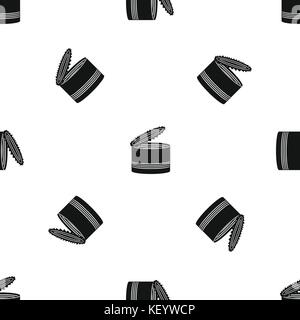Open tin can pattern seamless black Stock Vector