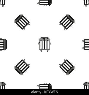 Dumpster on wheels pattern seamless black Stock Vector