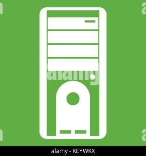 Computer system unit icon green Stock Vector