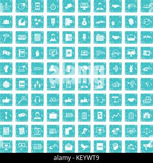 100 dialog icons set grunge blue Stock Vector