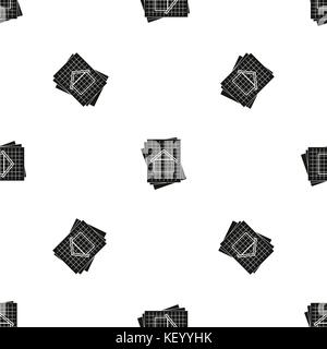 House blueprint pattern seamless black Stock Vector