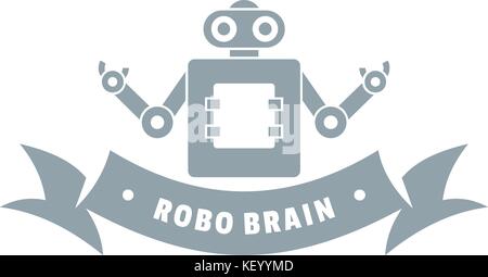 Robot brain logo, simple gray style Stock Vector