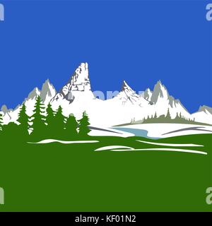 Vector view with mountains and forest Stock Vector Image & Art - Alamy