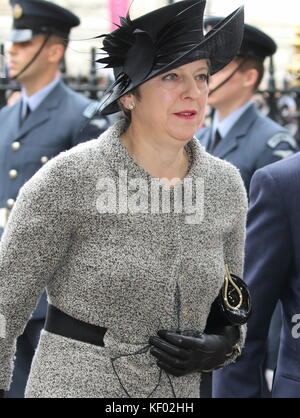 London, UK. Theresa May MP at Battle of Britain Fighter Association Service of thanksgiving and rededication at Westminster Abbey, London on September 17th 2017  Ref: LMK73-J740-180917 Keith Mayhew/Landmark Media WWW.LMKMEDIA.COM
