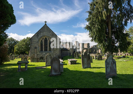 St Agatha's church and Easby Abbey near Richmond, North Yorkshire, England. Stock Photo