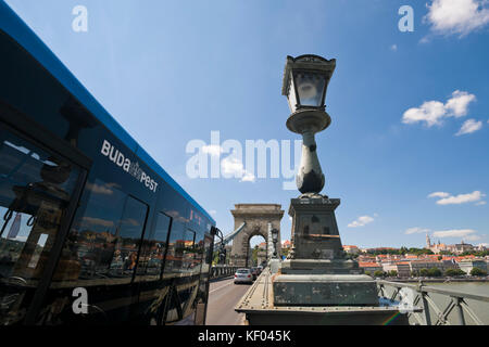 Horizontal view of the Chain Bridge in Budapest. Stock Photo