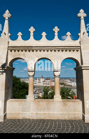 Vertical view of the Fisherman's Bastion in Budapest. Stock Photo