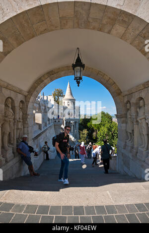 Vertical view of the Fisherman's Bastion in Budapest. Stock Photo