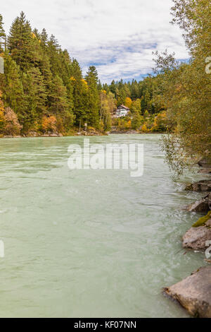 view at the river Lech and the famous 'Lechfall' Stock Photo