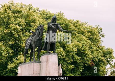 Vilnius, Lithuania. View Of Monument To Gediminas Is Grand Duke Of Lithuania. Stock Photo