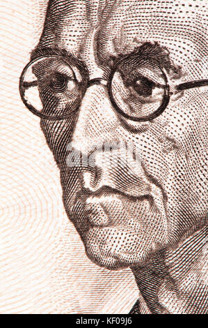 Detail from a 1970 100 peseta Spanish banknote showing Manuel de Falla y Matheu (1876-1946: Spanish composer) Stock Photo