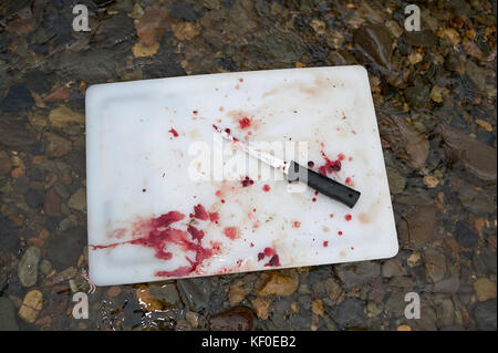 Dirty White Plastic Cutting Board With Dark Stains Scratch Stock