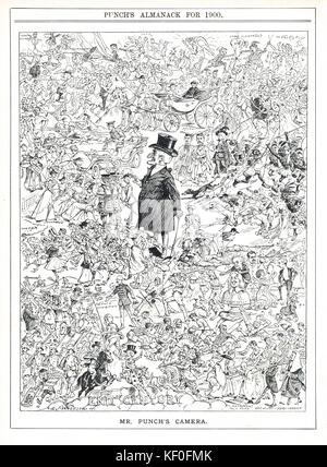 The end of the century, Punch cartoon of 1900.  Cartoon By E J Wheeler. Depicting sporting, political and social events at the end of the century. Stock Photo