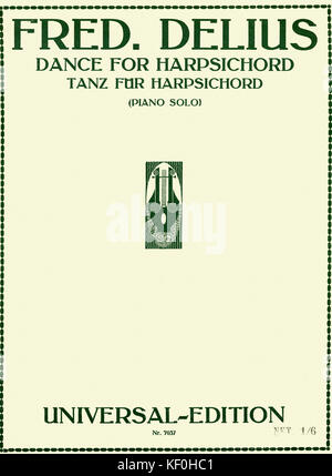 Frederick Delius 's 'Dance for Harpsichord', score cover, published by Universal-Edition, 1922.  English composer, 29 January 1862 - 10 June 1934. Stock Photo