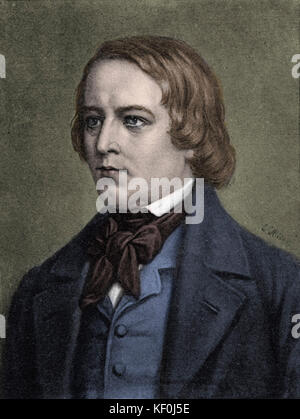 Robert  Schumann - portrait. German composer, 1810-1856 postcard. Colourised version. Stock Photo
