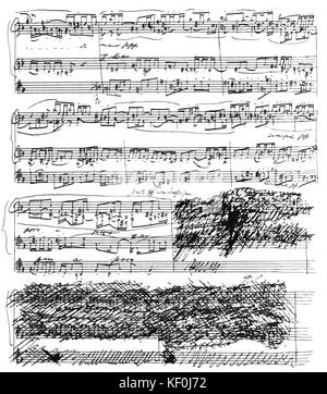 Max Reger - hand written score of 'Phantasie und Fuge D-Moll fur Orgel op. 135b. German composer, 19 March 1873 - 11 May 1916. Stock Photo