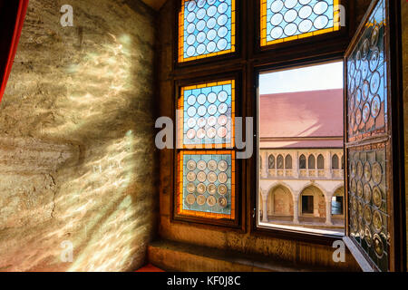 view from stained-glass window Stock Photo