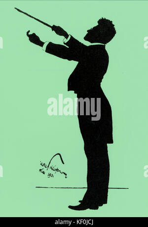 Gustav Mahler conducting by Schliessmann, 1901.  Silhouette. Stock Photo