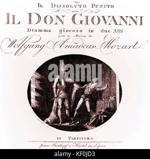 Don Giovanni title page by Wolfgang Amadeus Mozart. Don Giovanni titlepage of score with drawing by Kinninger. 'Il dissoluto punito, ossia il Don Giovanni' Stock Photo