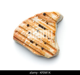 Grilled tuna steak isolated on white background. Stock Photo