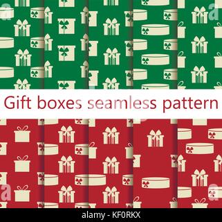 Gift boxes set of seamless patterns. Vector illustration Stock Vector ...