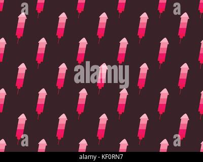 Fireworks rocket seamless pattern. Festive background, shades of red. Vector illustration Stock Vector
